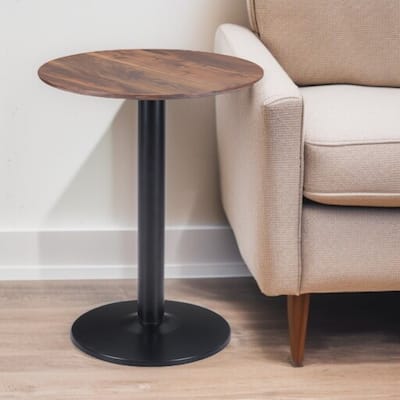 HomeRoots 24" Black And Brown Round End Table - 23.6' X '29.5' X '23.6
