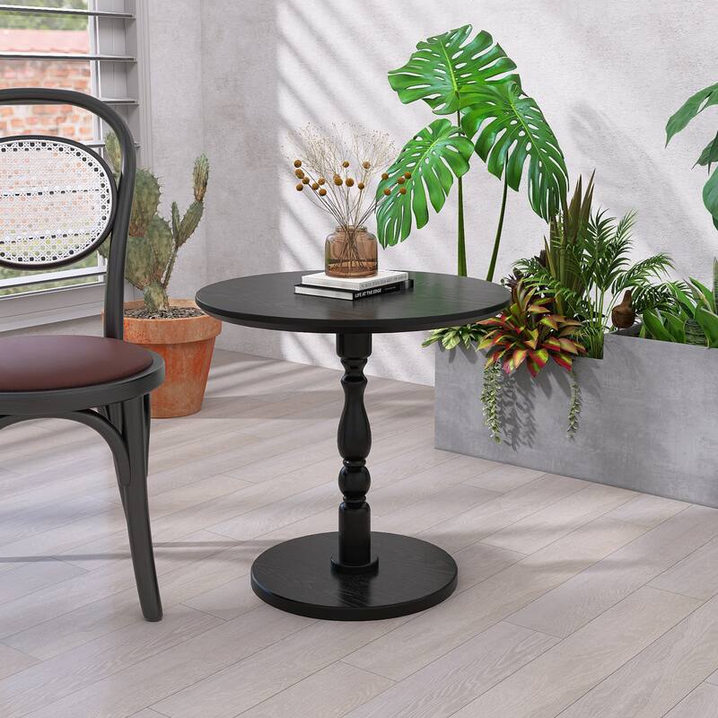 23''Accent Round Table,Round Side Table, Small Table for Small Spaces,Modern Accent Nightstand with Solid Wood Leg