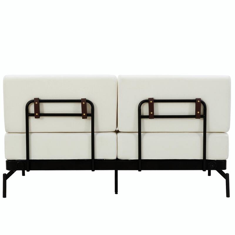 Modern Loveseat Sofa 59" Sofa Couch 2-Seater with Flexible USB Ports and Unique Cylindrical Armrests