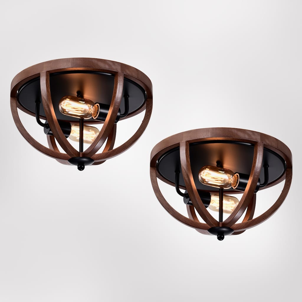 13 Inch Industrial Style Flush Mount Ceiling 2-Lighted (SOLD AS A PAIR)