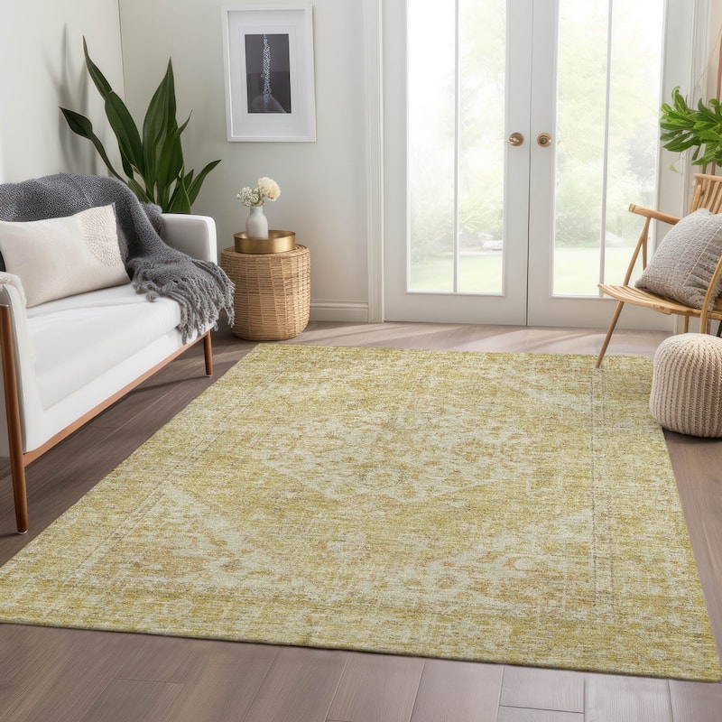 Machine Washable Indoor/ Outdoor Vintage Traditional Chantille Rug