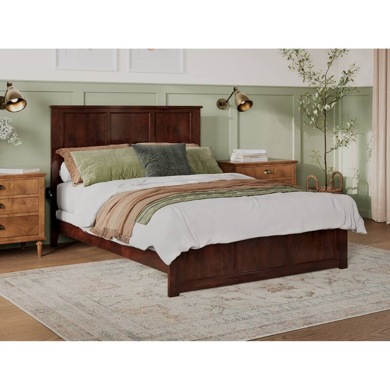 Madison Queen Platform Bed with Matching Footboard in Walnut