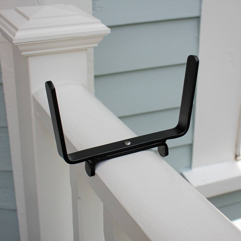 Achla Designs Handrail Flowerbox Bracket Kit for 2x4-in Rail, 24 Inch Wide, Black Powder Coat Finish