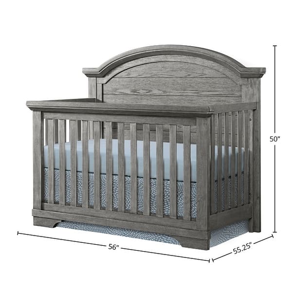 Foundry 56" Wide Arch Top Convertible Crib, Brushed Pewter