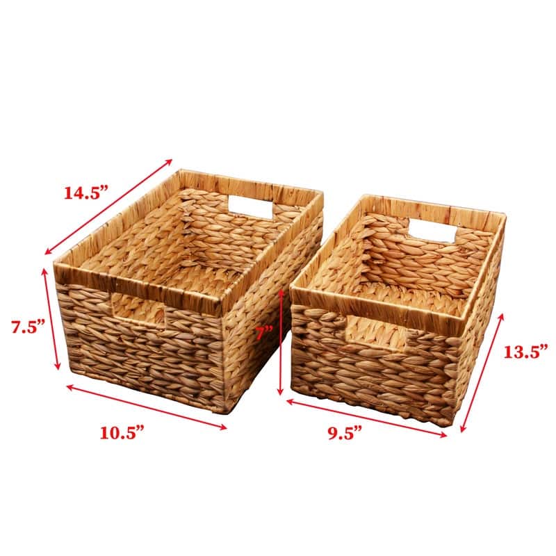 Water Hyacinth Rattan Nesting Storage Baskets 2-Pack - 14.5"L" x 10.5"W x7.5"H
