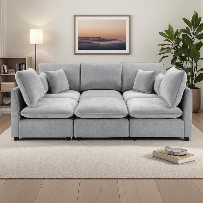 93.7" Chenille Modular Sectional Sofa with Storage & USB