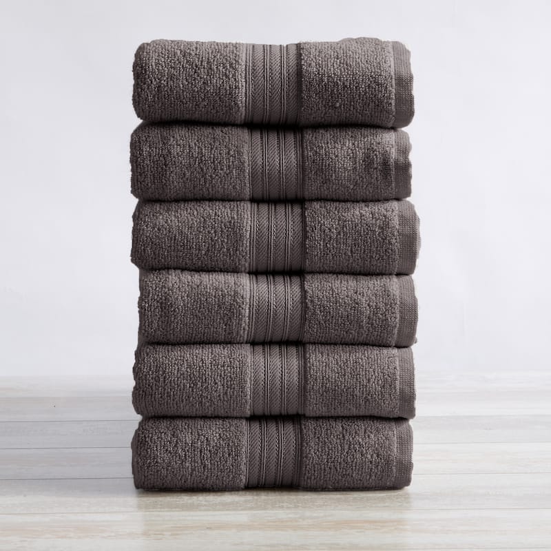 Linery & Co. Ringspun Cotton Bath Towel - Hand Towel (Pack of 6) - Dark Grey