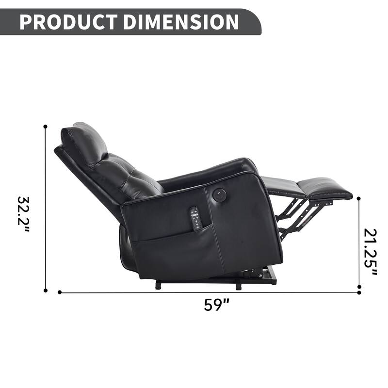 PU Leather Power Lift Recliner Chair with Massage & Heat, Single Motor Heavy Duty Electric Recliner, Sofa Chair with USB Port