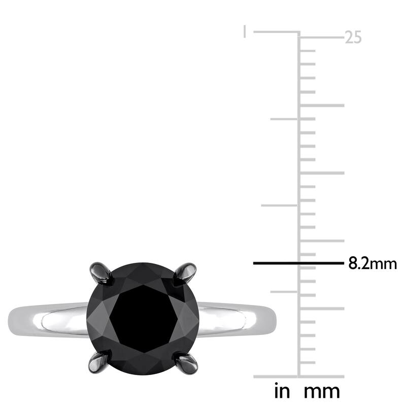 Miadora 3ct TDW Black Diamond Solitaire Engagement Ring in 14k White Gold