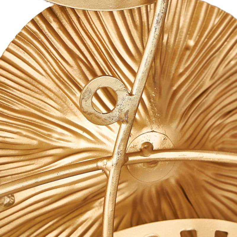 Gold Metal Textured Overlapping Disk Floral Home Wall Decor with Cutouts