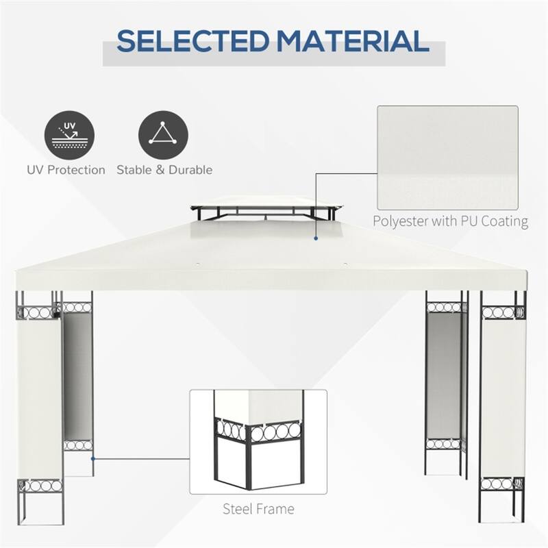 Premium 2 Tier Metal Screened Gazebo with Polyester Canopy and Steel Frame for Outdoor Garden - 12.9' L x 9.6' W x 8.6' H