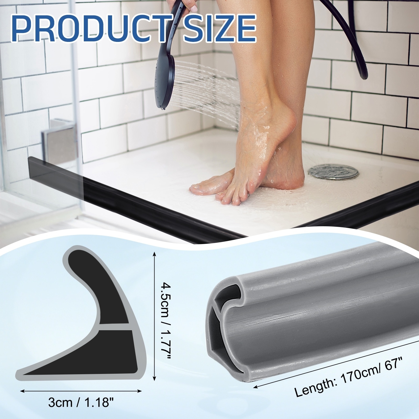 Collapsible Shower Water Barrier, TPE Splash Guard