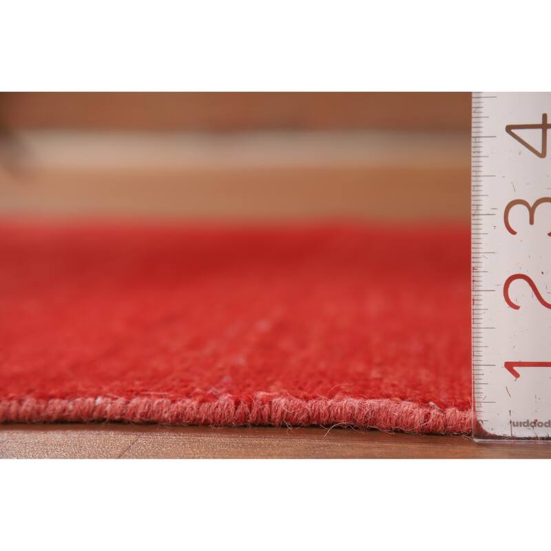 Modern Red Gabbeh Oriental Rug Hand-Knotted Wool Carpet - 3'1" x 4'10"