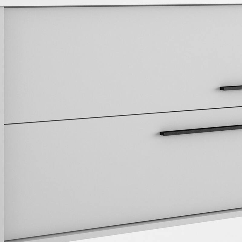 HomeRoots 40" Off White Wood Floating Bathroom Vanity With White Sink And Two Drawers - 40.00 in. x 24.60 in. x 21.60 in.