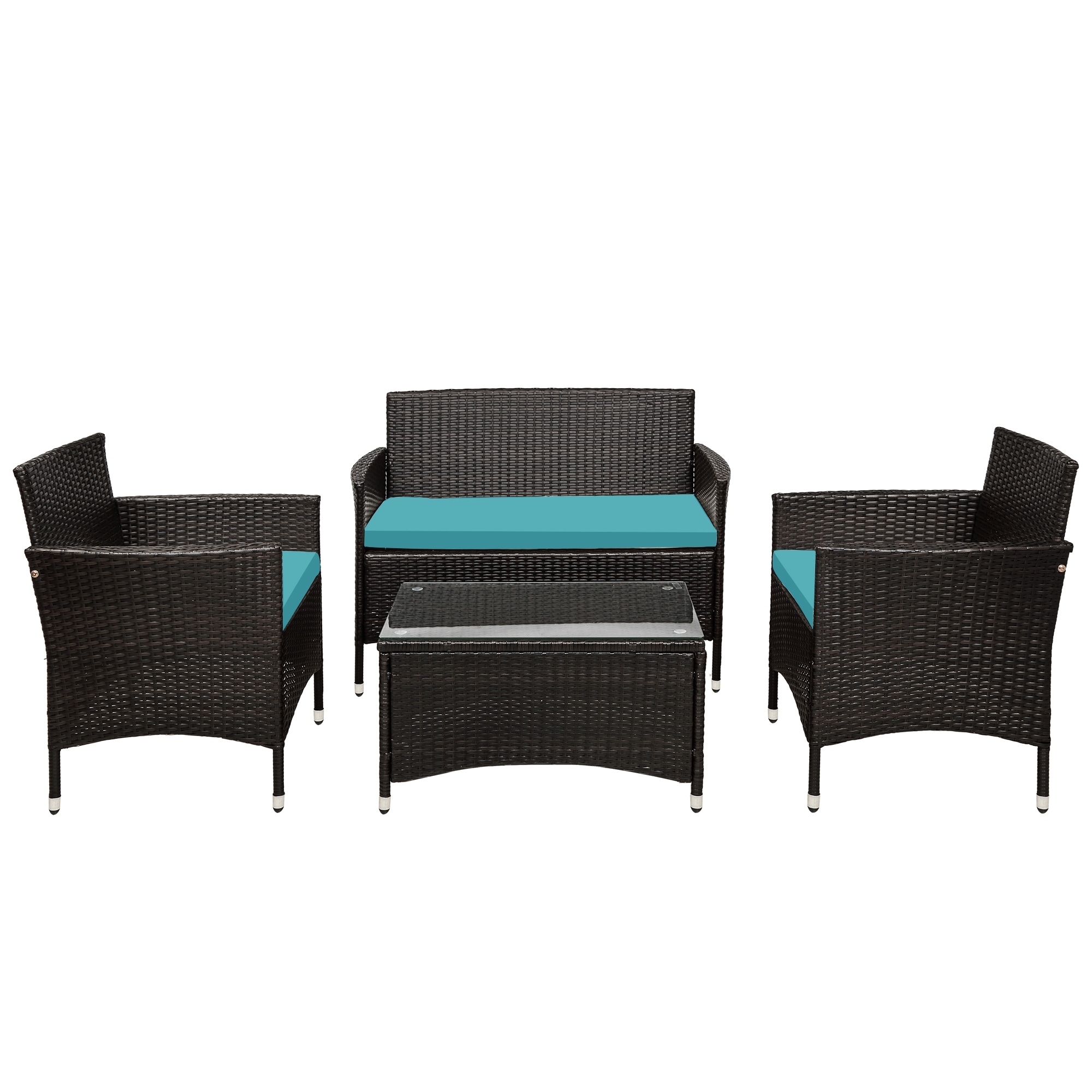 4 Piece Rattan Sofa Seating Group with Cushions