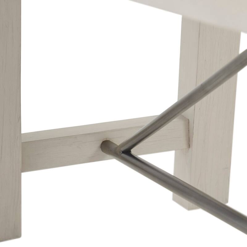 Roomfitters 66-Inch Solid Wood Dining Bench, Reclaimed White Wash Finish with Gray Iron Accents