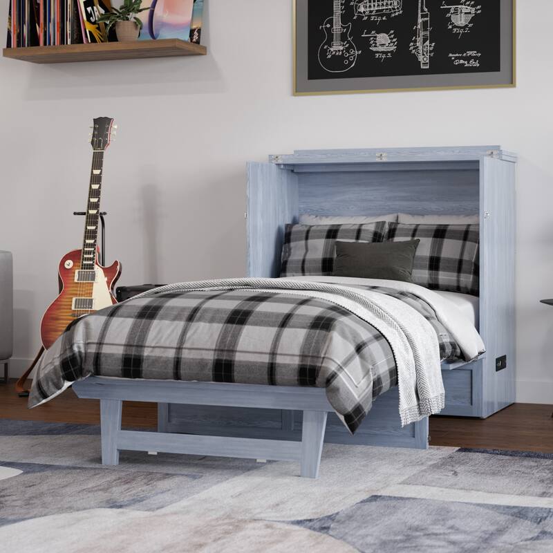 AFI Northfield Murphy Bed Chest with 6" Mattress, Storage Drawer & Built-In Charger