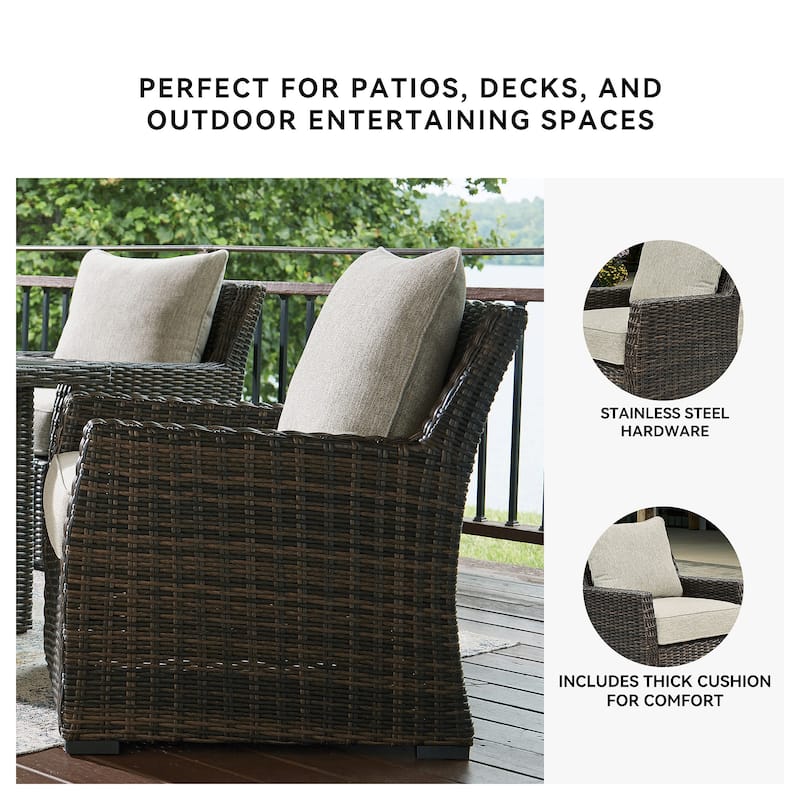 Signature Design by Ashley Brook Ranch Brown Outdoor Lounge Chair with Cushion - 30.63" W x 34.5" D x 38.38" H