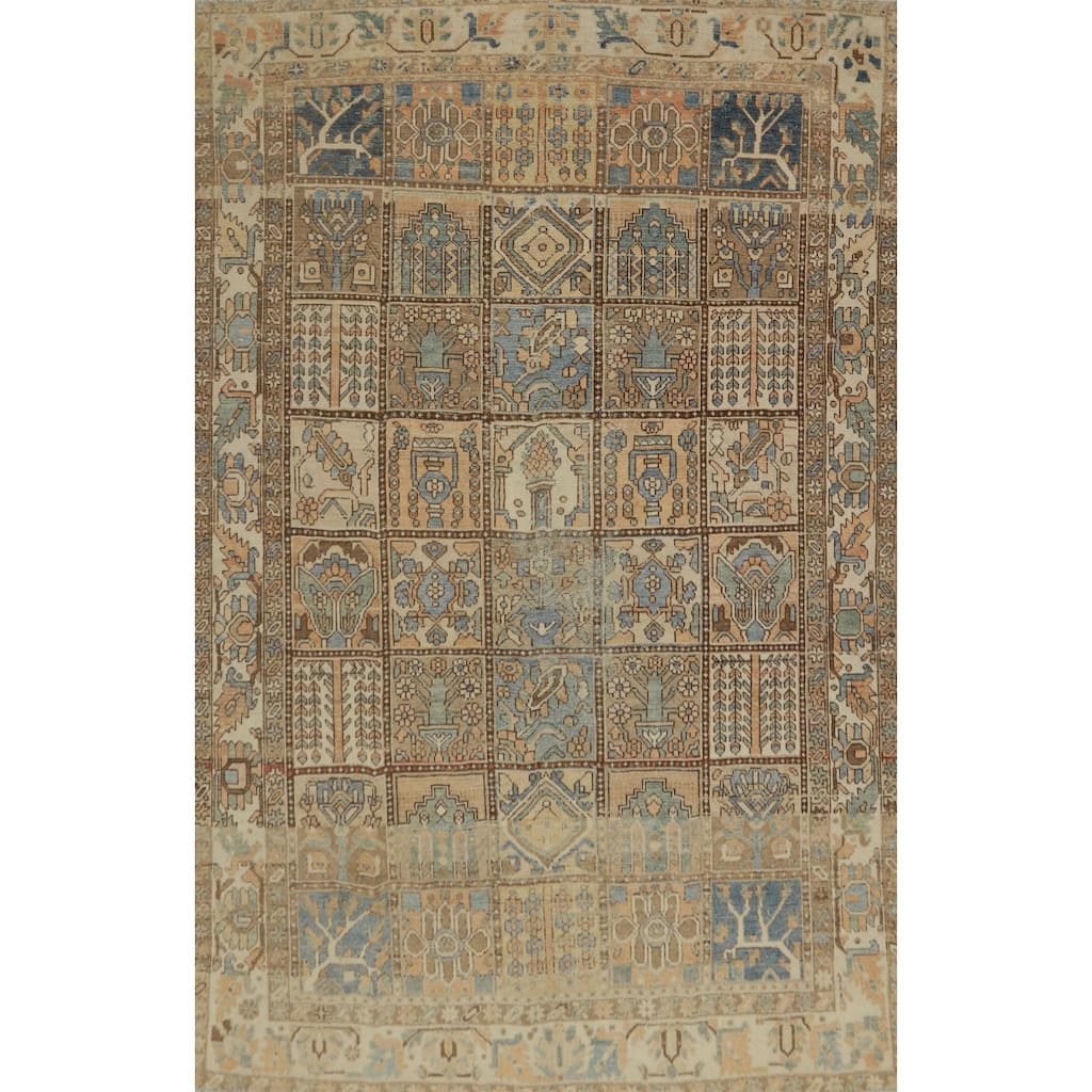 Hand Knotted Oriental 100% Wool Carpet Traditional Geometric Oranges & Rust Bakhtiari Area Rug - 9' 5'' X 6' 7''