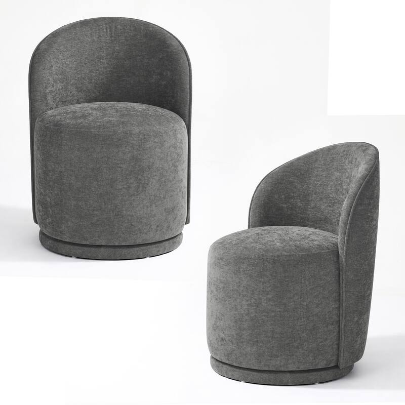 Upholstered Swivel Dining Chair Armless Barrel Chair
