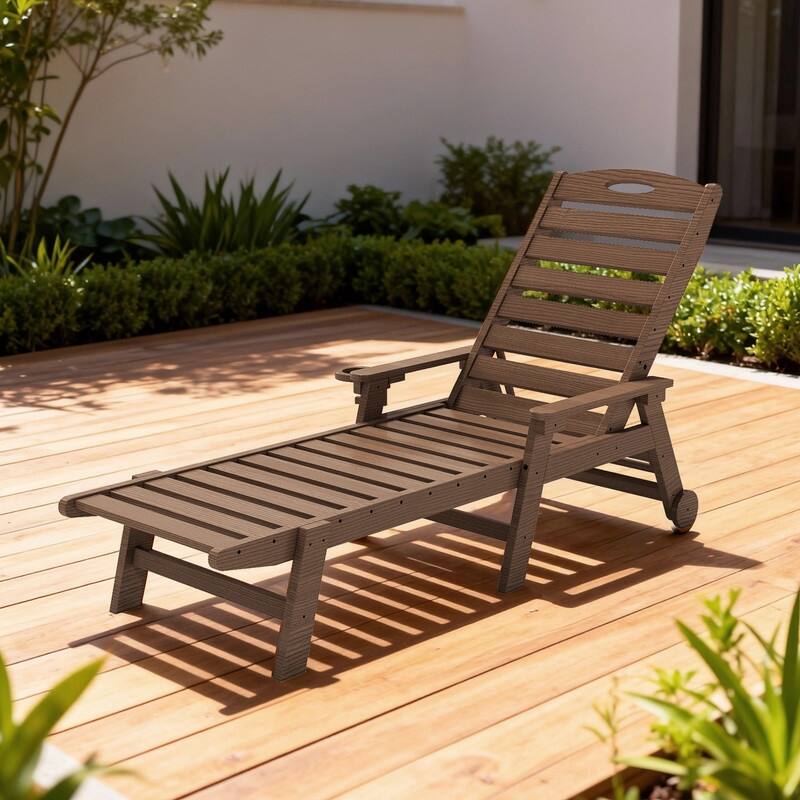 Domi Patio Lounge Chair Outdoor, HDPE Outdoor Chaise Lounge with Reclining Backrest, Pool Lounger Chair for Outside, Poolside