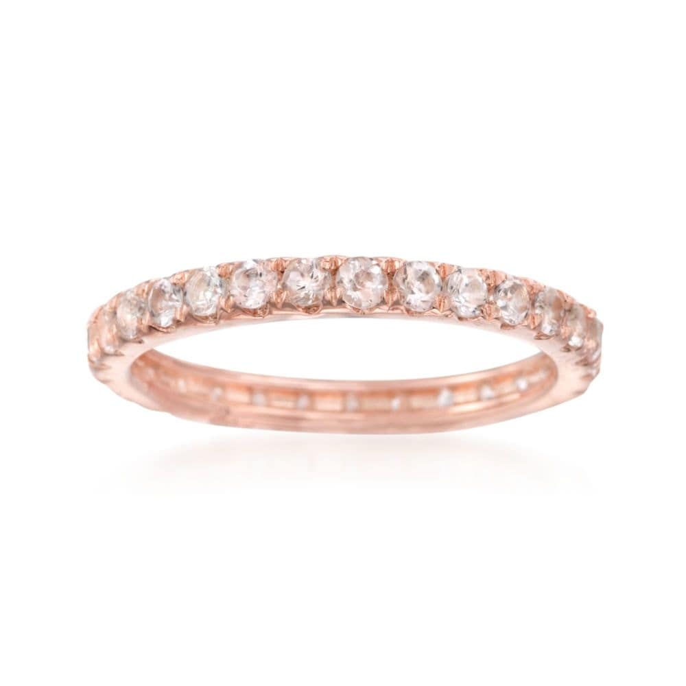 Pinctore 925 Sterling Silver Morganite Gemstone Eternity Band Ring