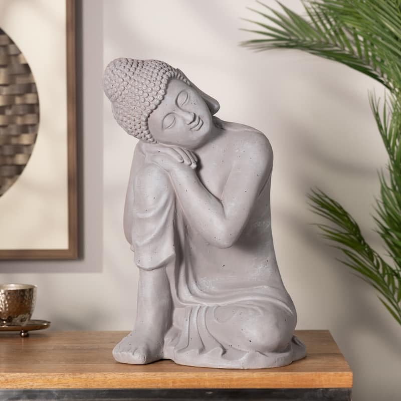 Magnesium Oxide Buddha Indoor Outdoor Meditating Garden Sculpture - Gray - Roche River Decor