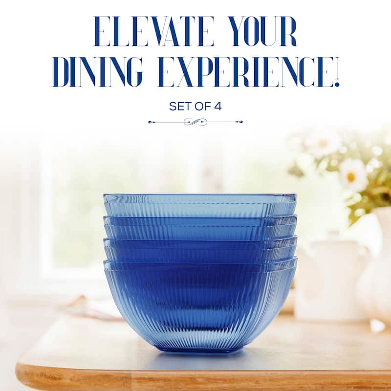 Elle Decor Ribbed Acrylic Bowls Set of 4 - 13.52 oz.