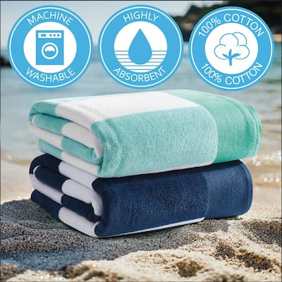 Oceanfront Resort Cabana Stripe 2 Pack Beach Towel - 36x72