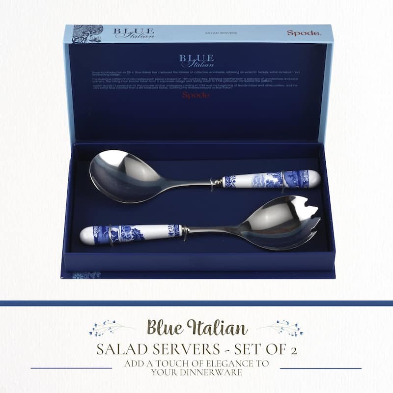 Spode Blue Italian Set of 2 Salad Servers