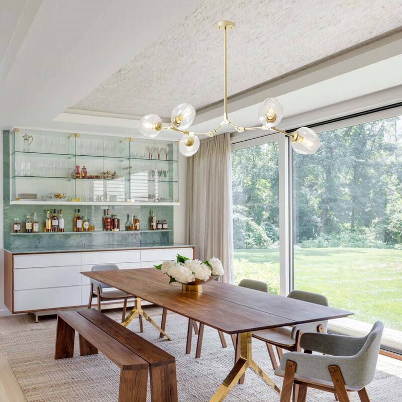 Bella Depot Modern Adjustable Chandelier Gold Pendant with Clear Glass Shades