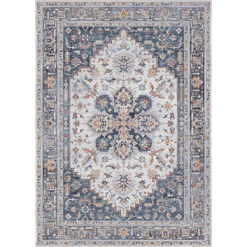 Mcow Vintage Harmony Collection Low-Pile Machine-Washable Area Rug