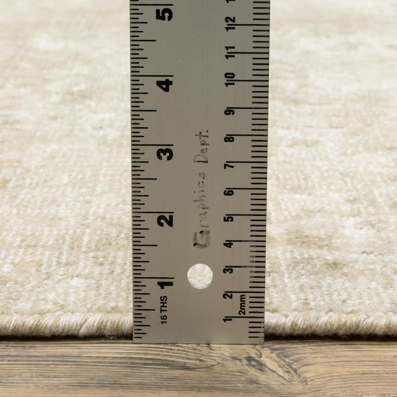 Somerset Textured Abstract Ivory/ Beige Hand-made Wood Blend Area Rug