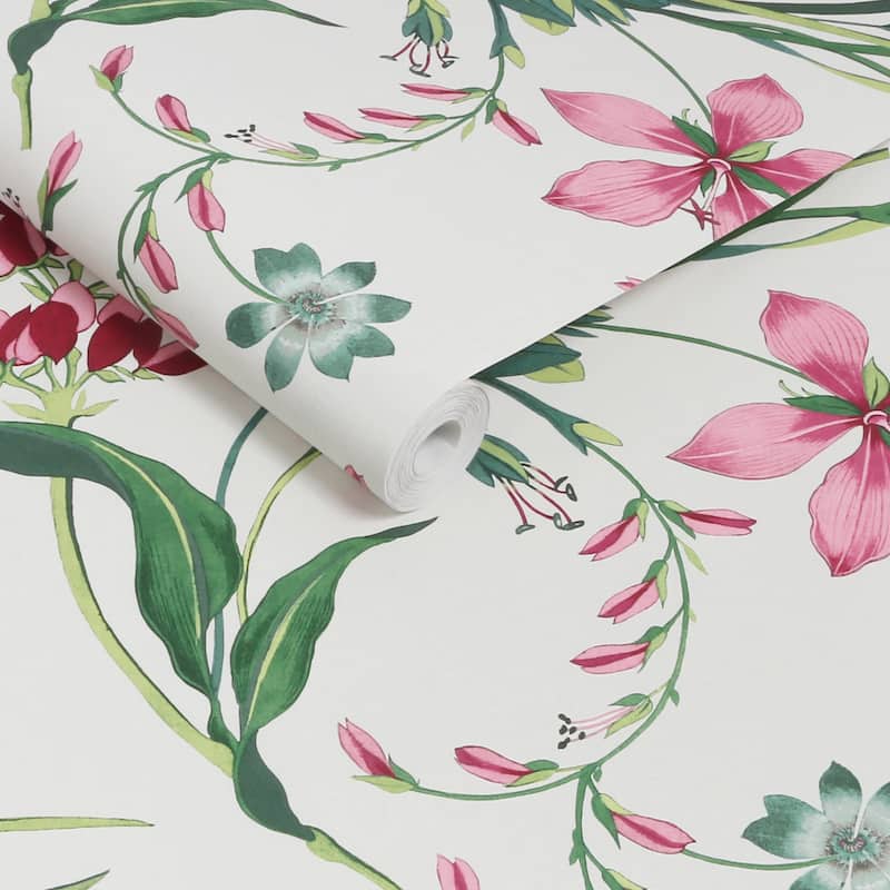 Graham & Brown Botanists Scroll Mauve Wallpaper
