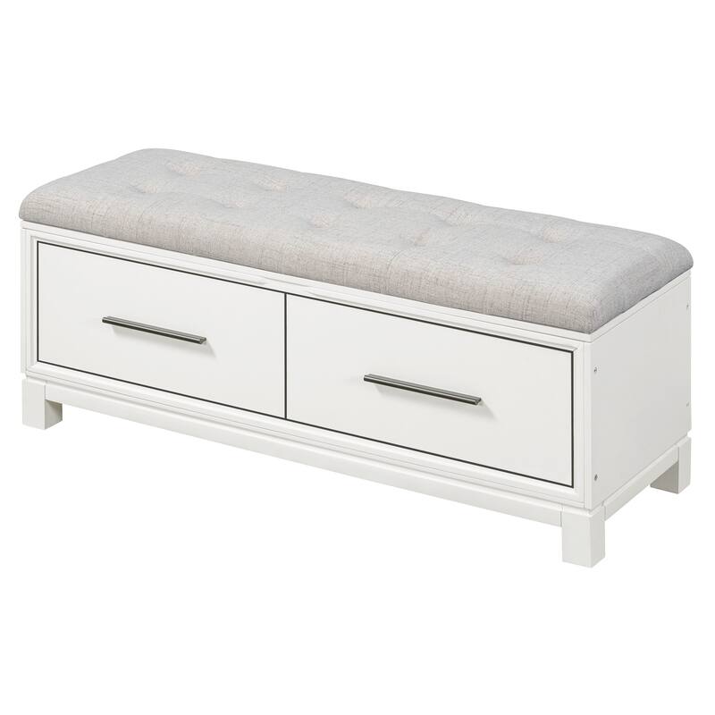 Upholstered Storage Bench for Entryway, Modern Wood Shoe Bench with Removable Cushion, Lift-Up Lid for Living Room