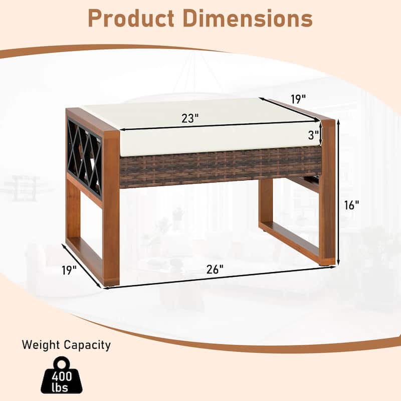 Costway 2 PCS PE Rattan Wicker Ottomans Outdoor Patio Footstools - Mix Brown+Beige - See Details
