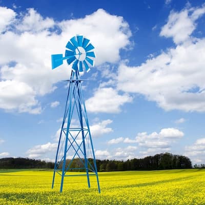 8FT Outdoor Weather Resistant Yard Garden Metal Windmill