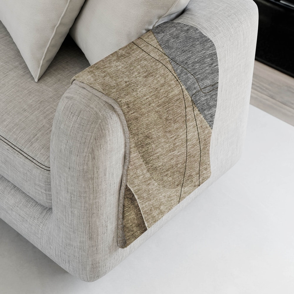 Premium Machine Washable Contemporary Abstract Sherpa Throw Blanket