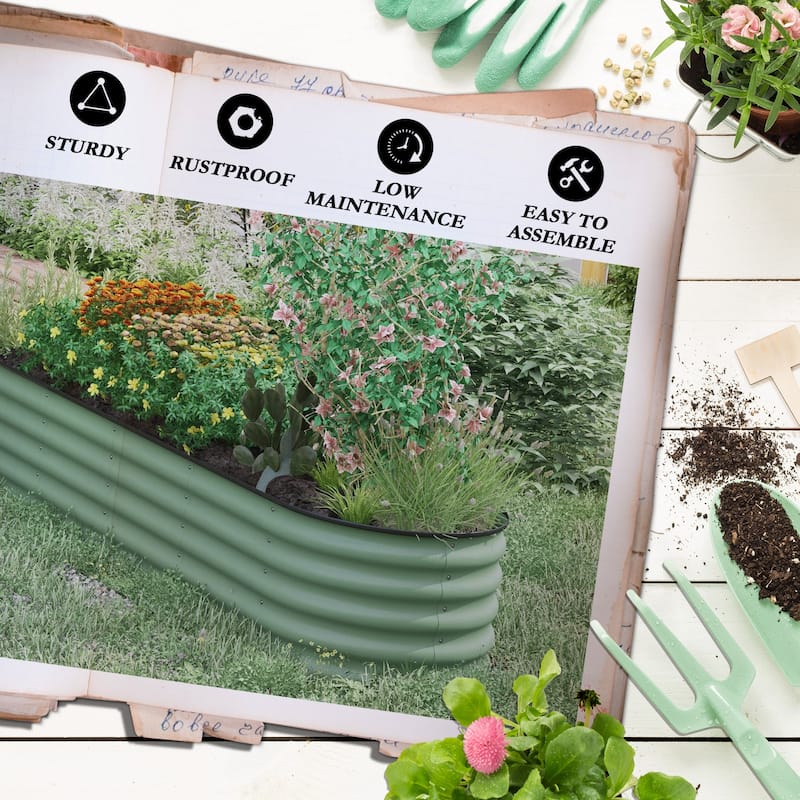 Outsunny 7.9' x 2' x 1.4' Galvanized Raised Garden Bed Kit, Outdoor Metal Elevated Planter Box