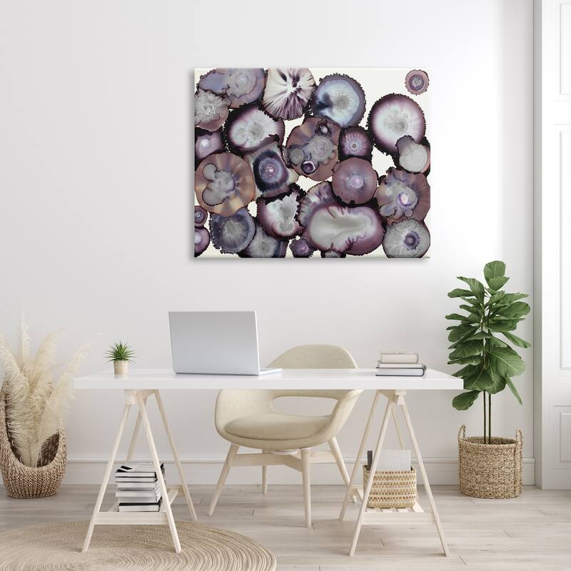 Stupell Grey and Purple Abstract Geode Stretched Canvas Wall Art