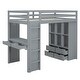 preview thumbnail 16 of 34, Full Size Loft Bed with Large Shelves, Writing Desk, and LED Light in Grey for Stylish and Functional Spaces