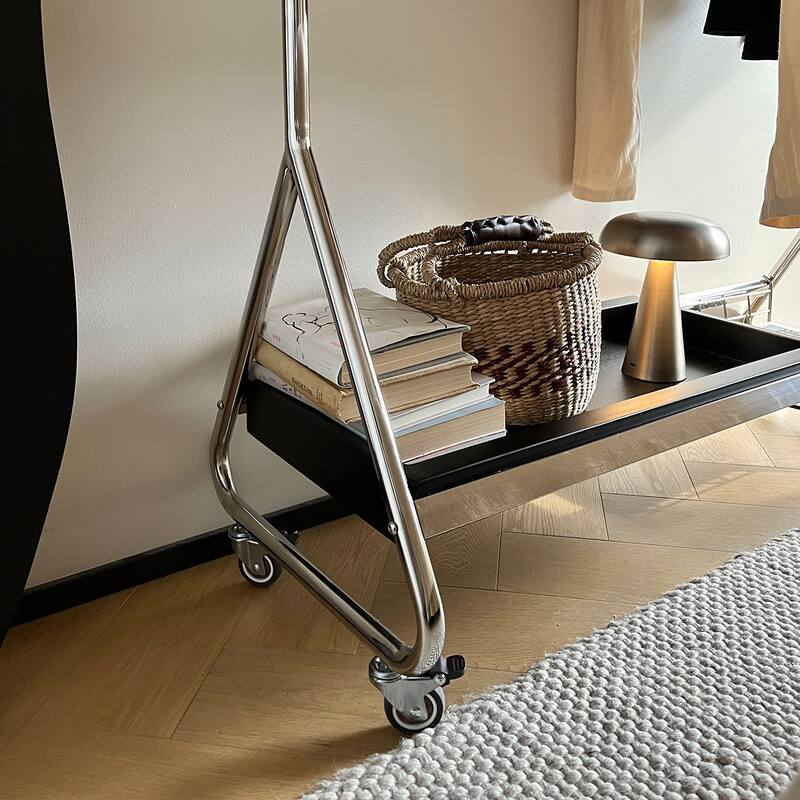 Antique American Style Clothes and Hat Rack with Storage Shelf, Portable Stainless Steel Floor Stand, for Bedroom