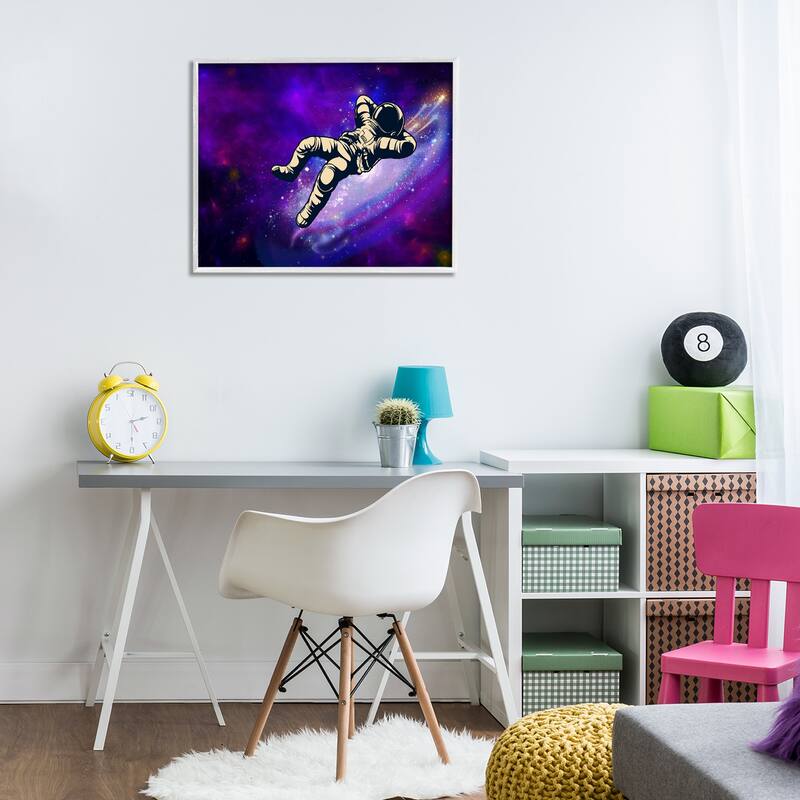 Stupell Relaxing Astronaut in Space Framed Giclee Art Design By Jesse Keith