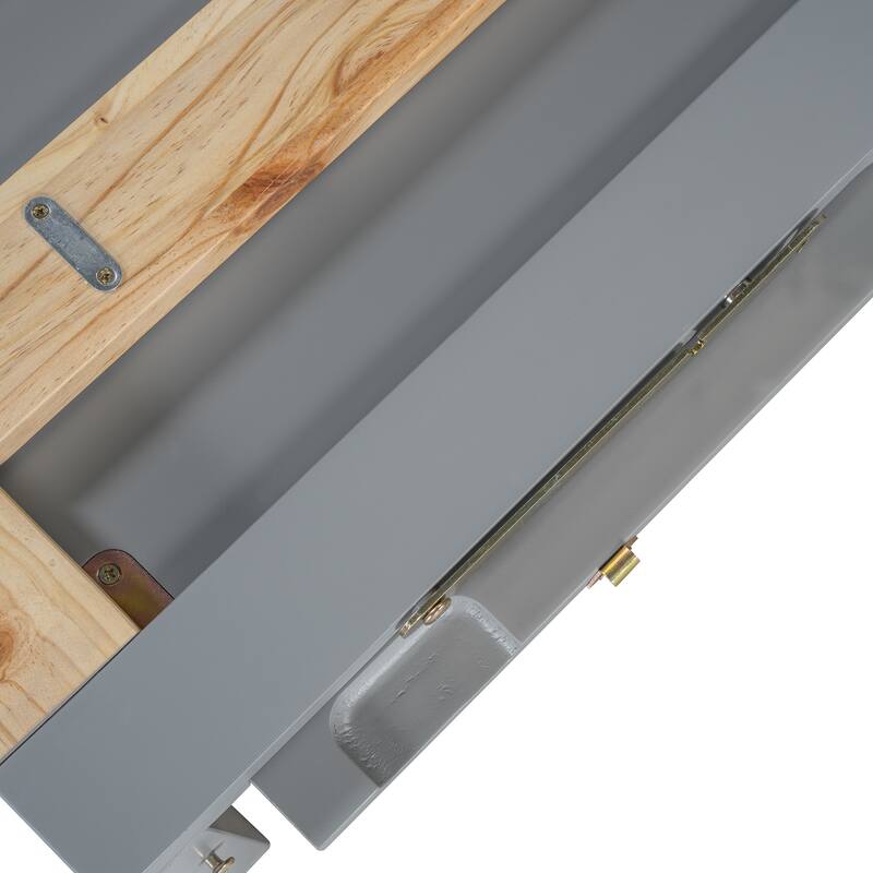 Queen Size Murphy Bed Wall Bed with Iron Legs, Modern Small Room Foldable Bed, Wooden Wall Bed Frame for Home Office