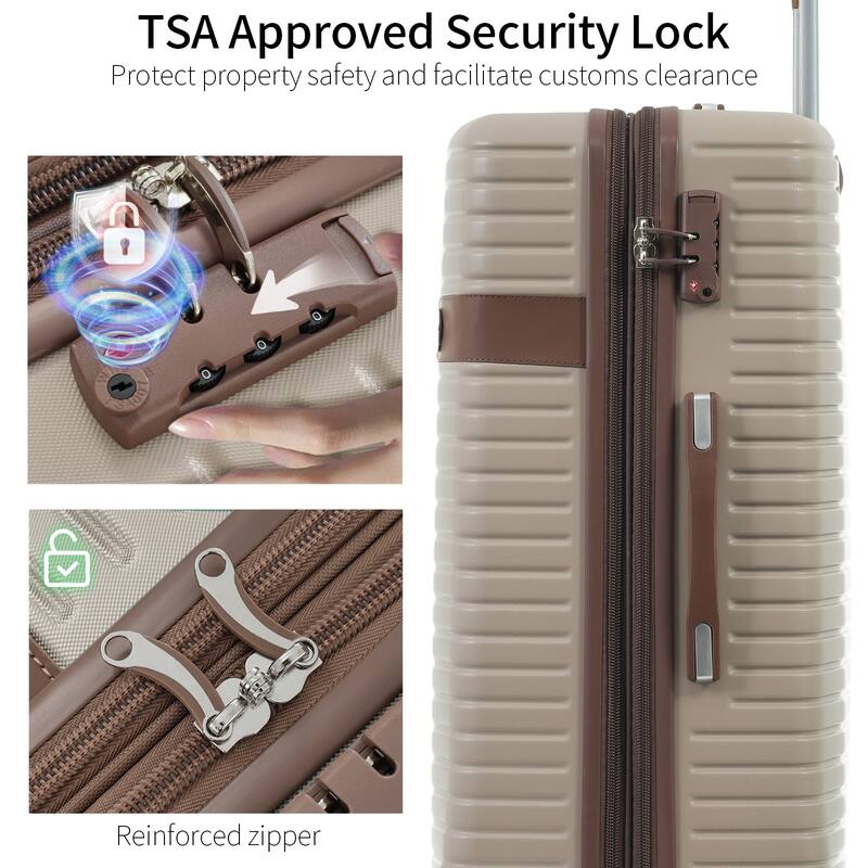 ABS Hard Shell Lightweight Expandable Travel Luggage with 4 Packing Cubes, TSA Lock, Spinner Wheels