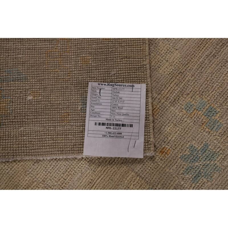 Oushak Turkish Area Rug Handmade Vegetable Dye Wool Carpet - 9'6" x 12'0"