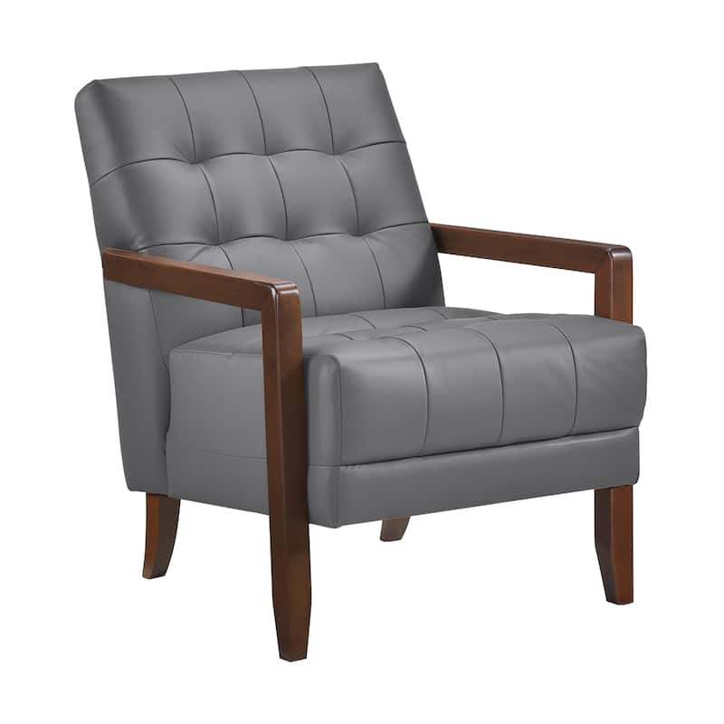 Leland Leather Match Accent Chair - Dark Gray