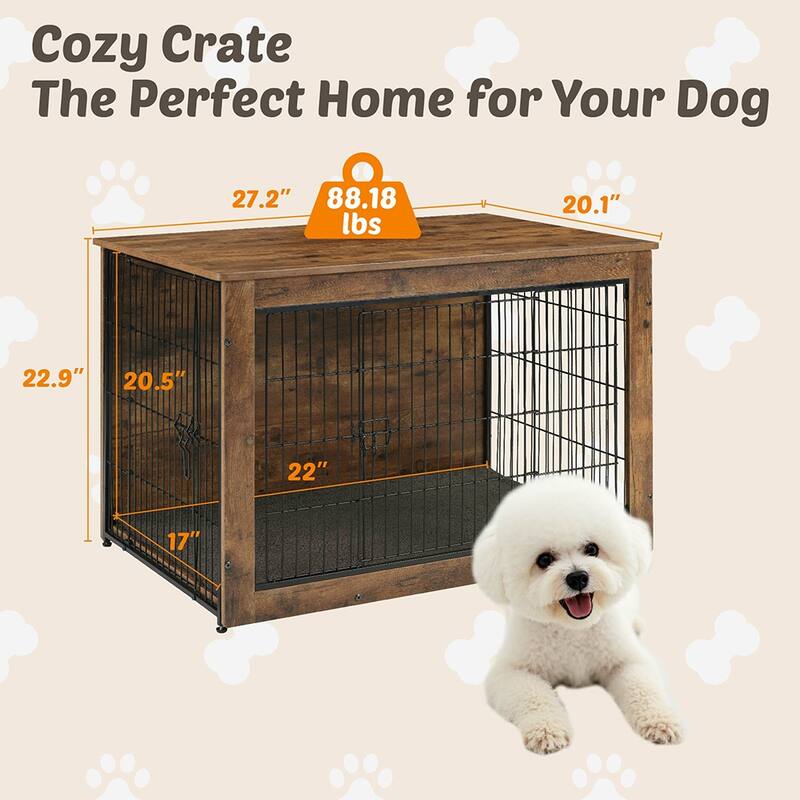 Wooden Dog Kennel Furniture, Heavy Duty End Table Pet Crate