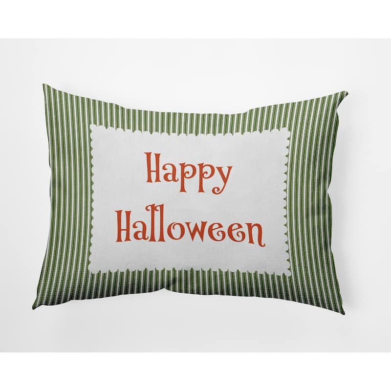 Halloween Happy Halloween Ticking Accent Pillow - Scallion - 14" x 20"