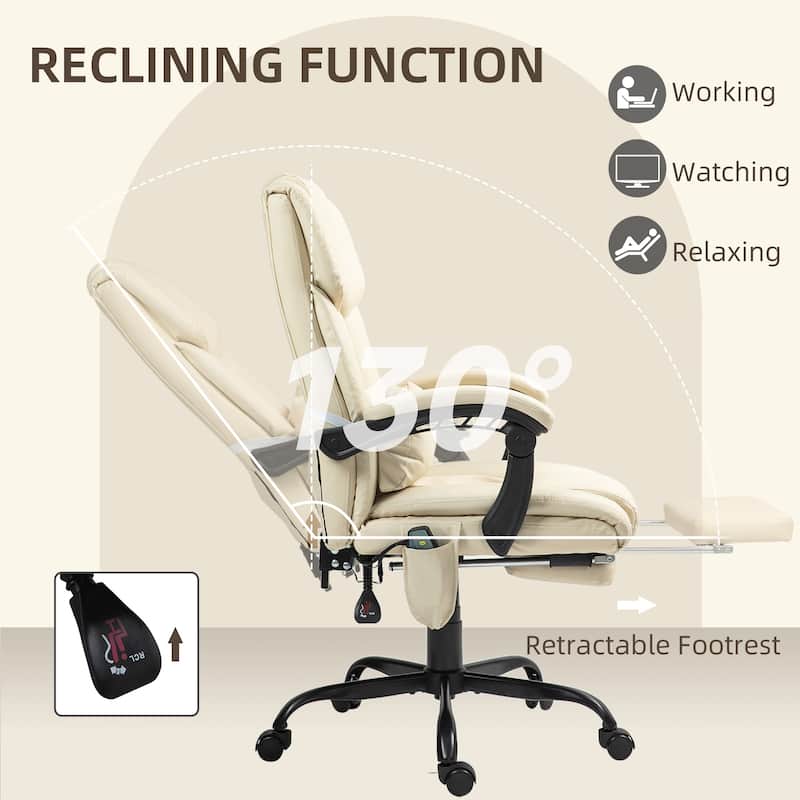 Vinsetto Office Desk Chair Recliner, Height Adjustable Movable Lumbar Support with 6-Point Vibrating Massage